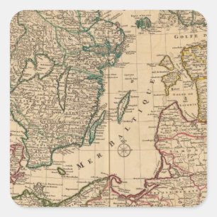 Skandinavien, Ostsee, Schweden, Dänemark Quadratischer Aufkleber