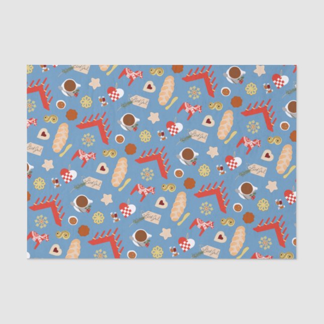Skandinavien/Schweden Jul Weihnachtsgebäck Design Seidenpapier (Vorderseite)