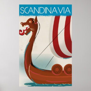 Skandinavien Vintage Reiseplakat Poster