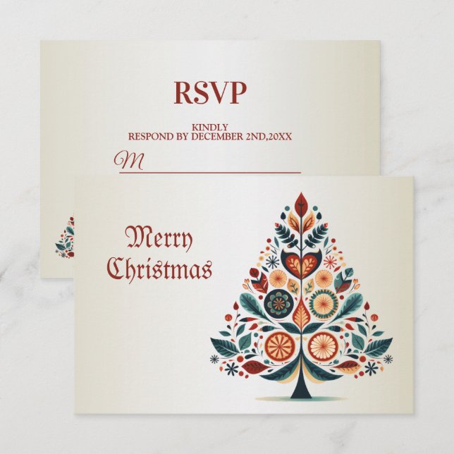 Skandinavien Weihnachtsbäume Kunst RSVP Karte (Vorne/Hinten)