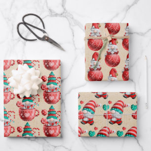 Skandinavien Winter Weihnachten Gold und Schwarzwa Geschenkpapier Set