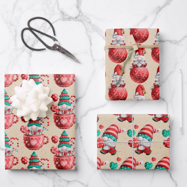 Skandinavien Winter Weihnachten Gold und Schwarzwa Geschenkpapier Set (Vorderseite)
