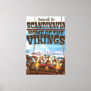 Skandinavien Zuhause des Wikings Cartoon Poster Leinwanddruck