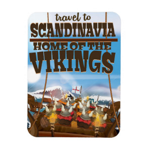 Skandinavien Zuhause des Wikings Cartoon Poster Magnet