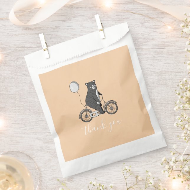 Skandinavier Bär auf dem Bike Minimalistisch Danke Geschenktütchen (Ausgeschnitten)