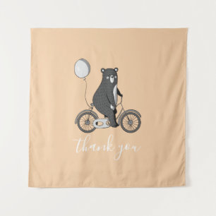 Skandinavier Bär auf dem Bike Minimalistisch Danke Wandteppich