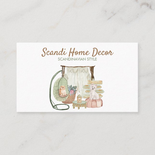 Skandinavier Boho Decke Katze Hund Nordic New Zuha Visitenkarte (Vorderseite)