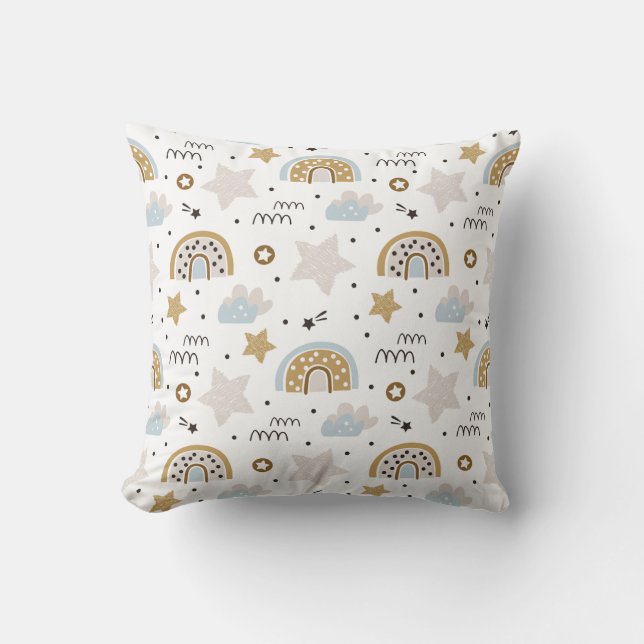 Skandinavier Boho Regenbogen mit Sternen Kissen (Vorderseite)