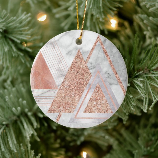 Skandinavier Chic-Rose, geometrischer weißer Marmo Keramik Ornament (Baum)