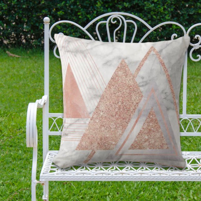 Skandinavier Chic-Rose, geometrischer weißer Marmo Kissen (scandinavian chic rose gold geometric white marble outdoor pillow)