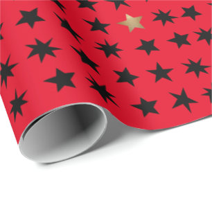Skandinavier Design Black and Gold Star Geschenkwr Geschenkpapier