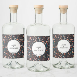 Skandinavier Floral Dark Boho Modern Alkoholflaschenetikett