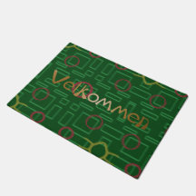 Skandinavier Gruß Velkommen Green Door Mat