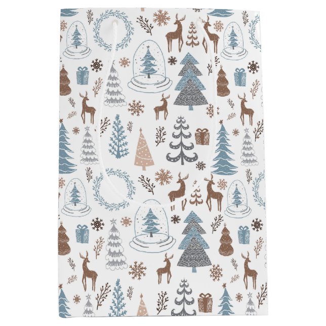 Skandinavier Ice Blauer Weihnachten Mittlere Geschenktüte (Vorderseite)