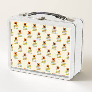 Skandinavier-inspiriertes orange Blumenmuster Metall Brotdose