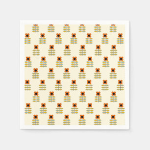 Skandinavier-inspiriertes orange Blumenmuster Serviette