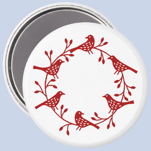 Skandinavier Kranz von Vögeln und Rosehips Magnet