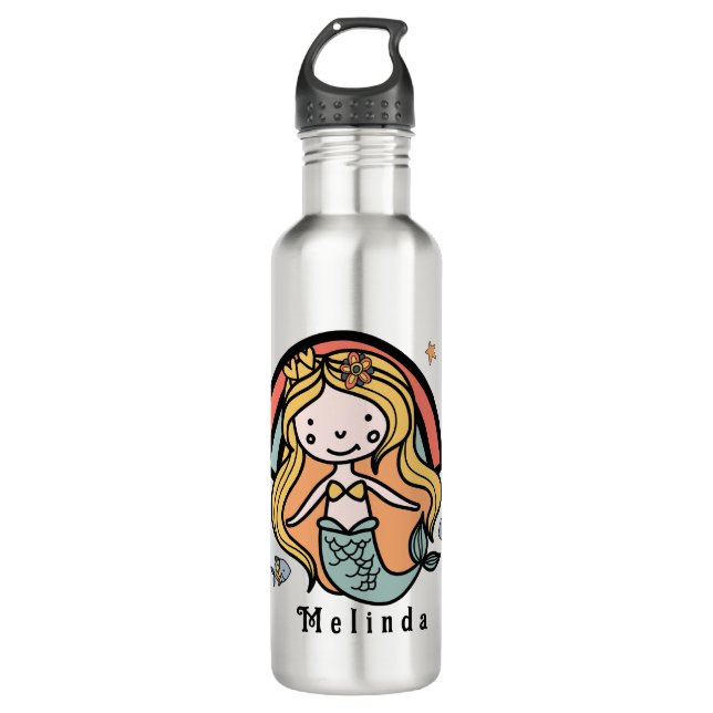 Skandinavier Niedlicher Meerjungfrau Personalisier Edelstahlflasche (Vorderseite)