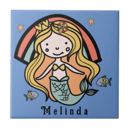 Skandinavier Niedlicher Meerjungfrau Personalisier Fliese
