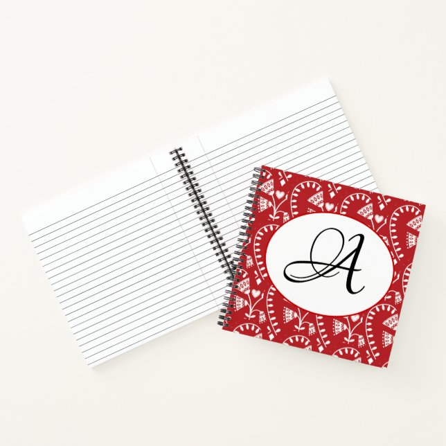 Skandinavier Red Heart Personalisiertes Notebook Notizbuch (Innenseite)