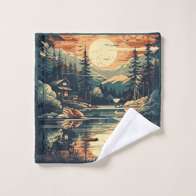 Skandinavier Retro Art Zuhause Badhandtuch Set (Waschlappen)