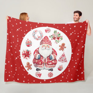 Skandinavier Santa Claus Red Large Fleecedecke