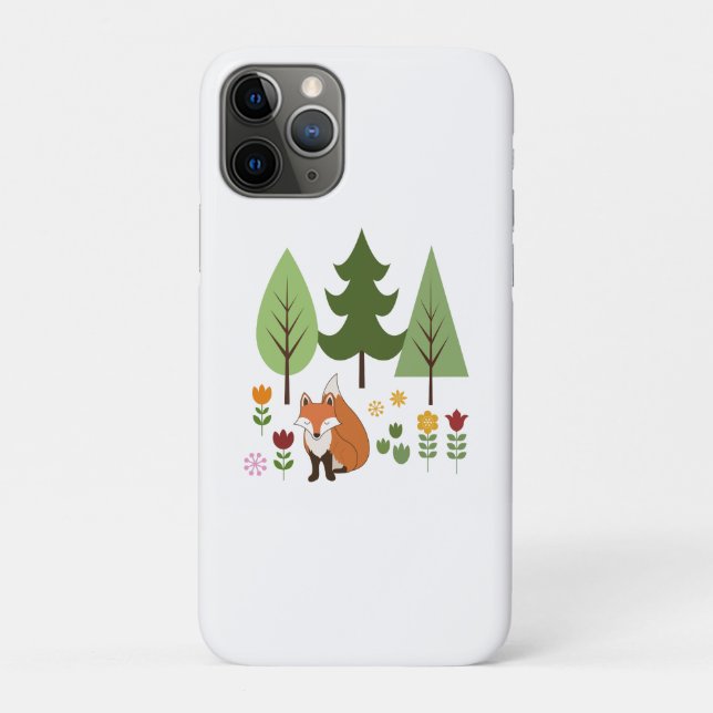 Skandinavier Stil Fox Blume Bäume Illustration Case-Mate iPhone Hülle (Rückseite)