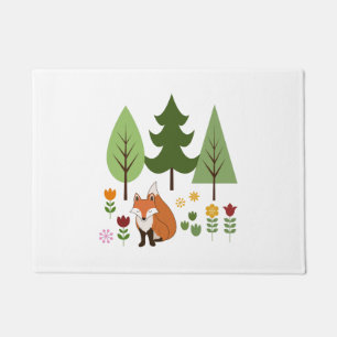 Skandinavier Style Fox Blume Tree Illustration Fußmatte