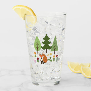 Skandinavier Style Fox Blume Tree Illustration Glas