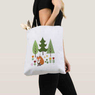 Skandinavier Style Fox Blume Tree Illustration Tasche