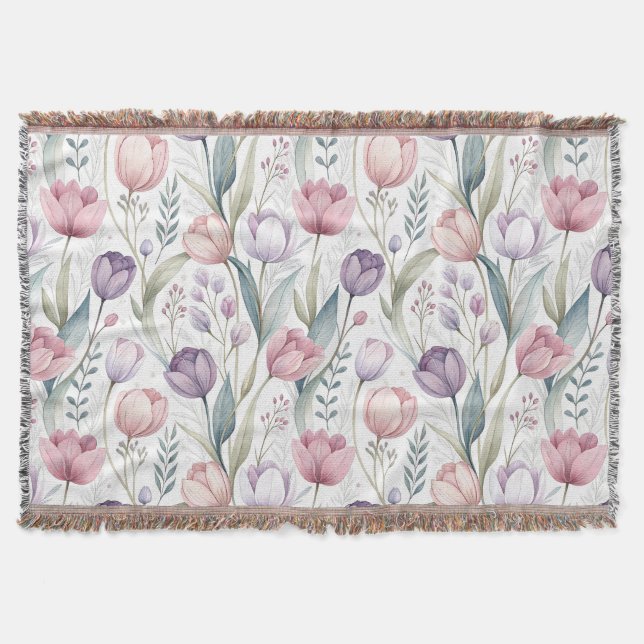 Skandinavier Tulip Blumenmuster Decke (Vorderseite)