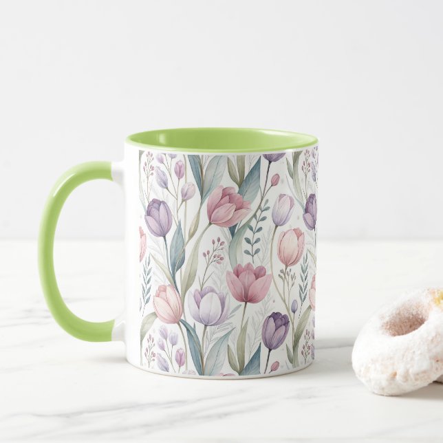 Skandinavier Tulip Blumenmuster Tasse (Mit Donut)