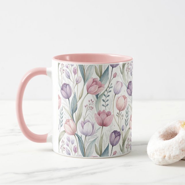 Skandinavier Tulip Blumenmuster Tasse (Mit Donut)