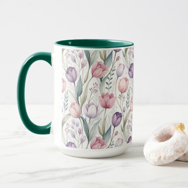 Skandinavier Tulip Blumenmuster Tasse (Mit Donut)