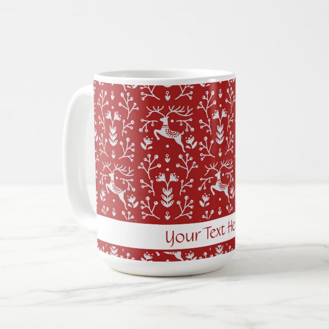 Skandinavier Weißer Rentier Weihnachten Kaffeetasse (Vorderseite Links)