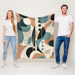 Skandinavisch Geometrisch Marine Teal Terrakotta C Fleecedecke