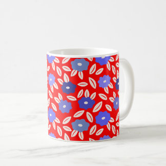 Skandinavisch Rot und Blau Blumenmuster Kaffeetasse
