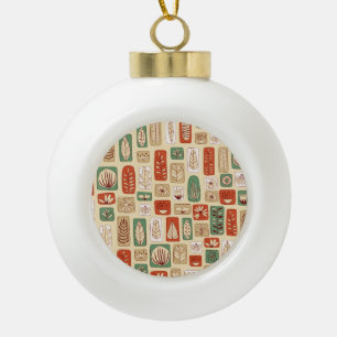Skandinavische Abstrakte Blätter: Fliesendesign Keramik Kugel-Ornament