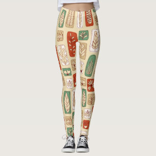 Skandinavische abstrakte Blätter: Fliesendesign Leggings