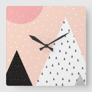 Skandinavische Art-Bergspitze Quadratische Wanduhr