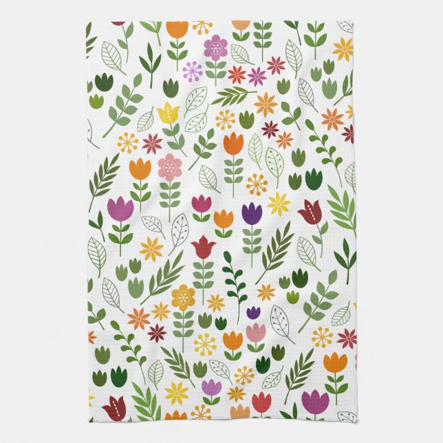 Skandinavische Art-Flora u. Fauna-Muster Geschirrtuch (Vertikal)