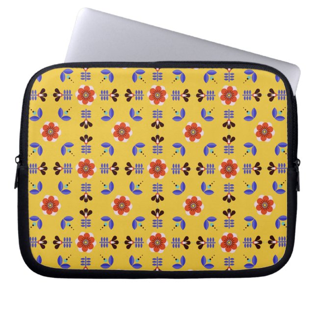 Skandinavische Art-geometrisches Blumenmuster Laptopschutzhülle (Vorderseite)