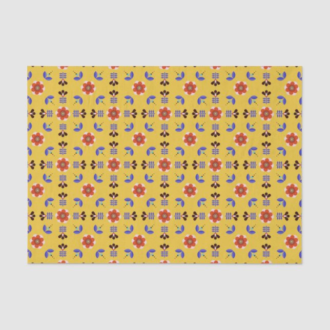 Skandinavische Art-geometrisches Blumenmuster Seidenpapier (Vorderseite)