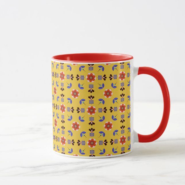 Skandinavische Art-geometrisches Blumenmuster Tasse (Rechts)