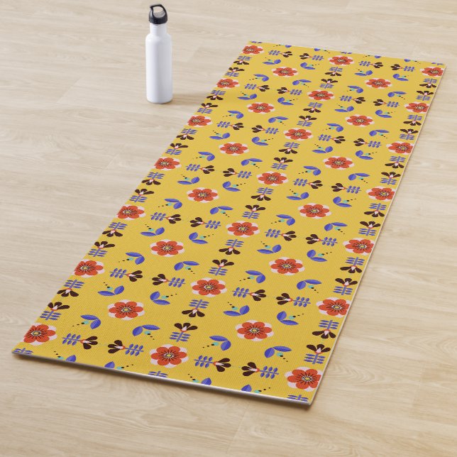 Skandinavische Art-geometrisches Blumenmuster Yogamatte (Beispiel)