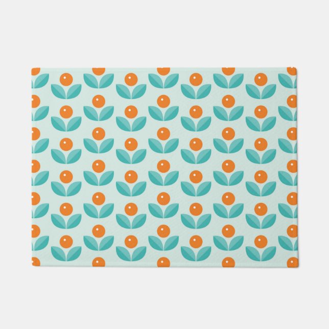 Skandinavische Art-geometrisches orange Muster Fußmatte (Vorderseite)