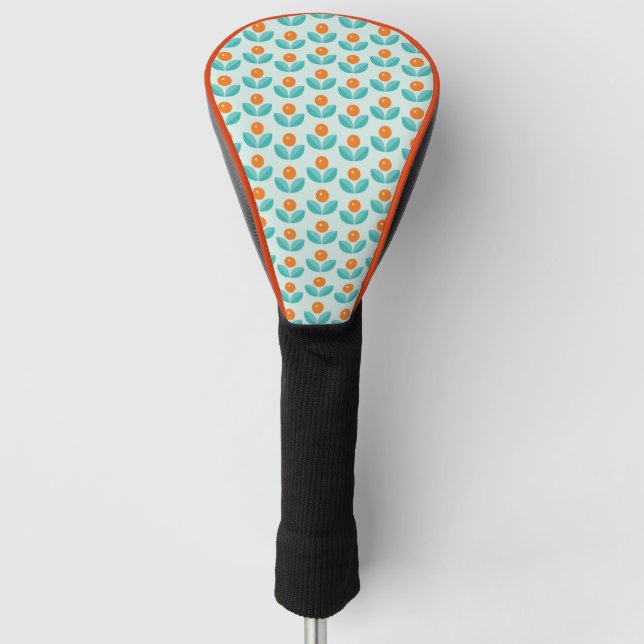 Skandinavische Art-geometrisches orange Muster Golf Headcover (Vorderseite)
