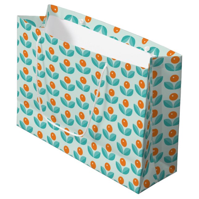 Skandinavische Art-geometrisches orange Muster Große Geschenktüte (Vorderseite Schrägansicht)