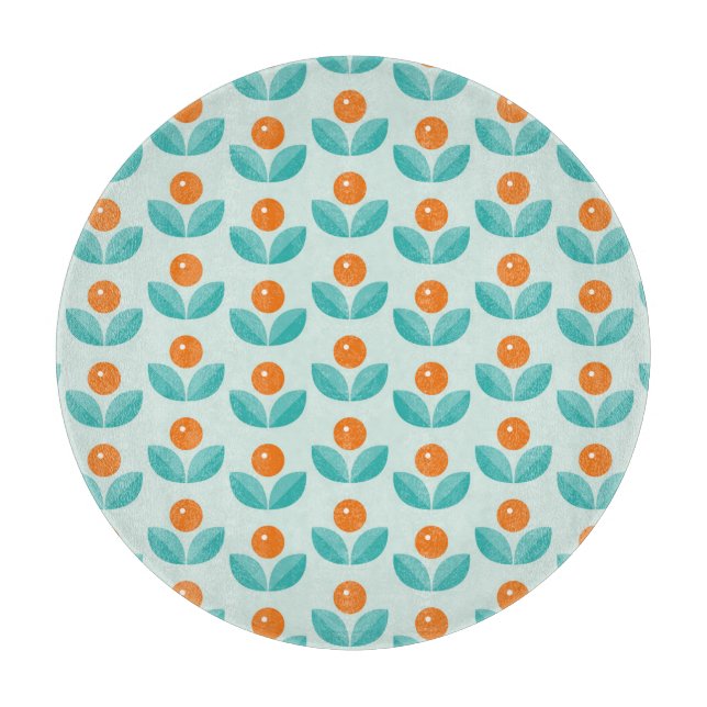Skandinavische Art-geometrisches orange Muster Schneidebrett (Vorderseite)