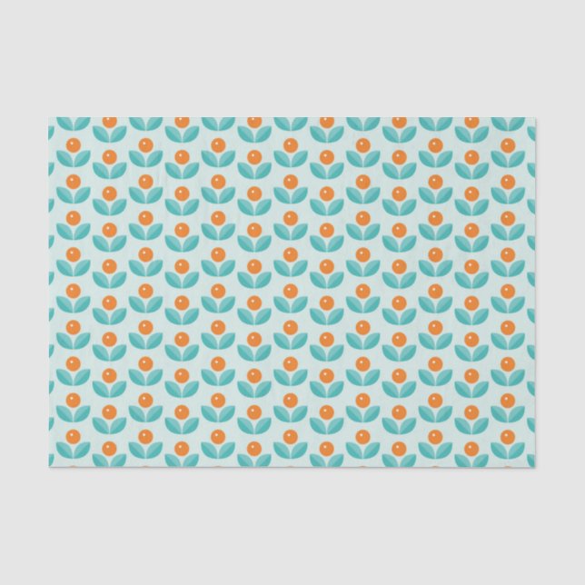 Skandinavische Art-geometrisches orange Muster Seidenpapier (Vorderseite)